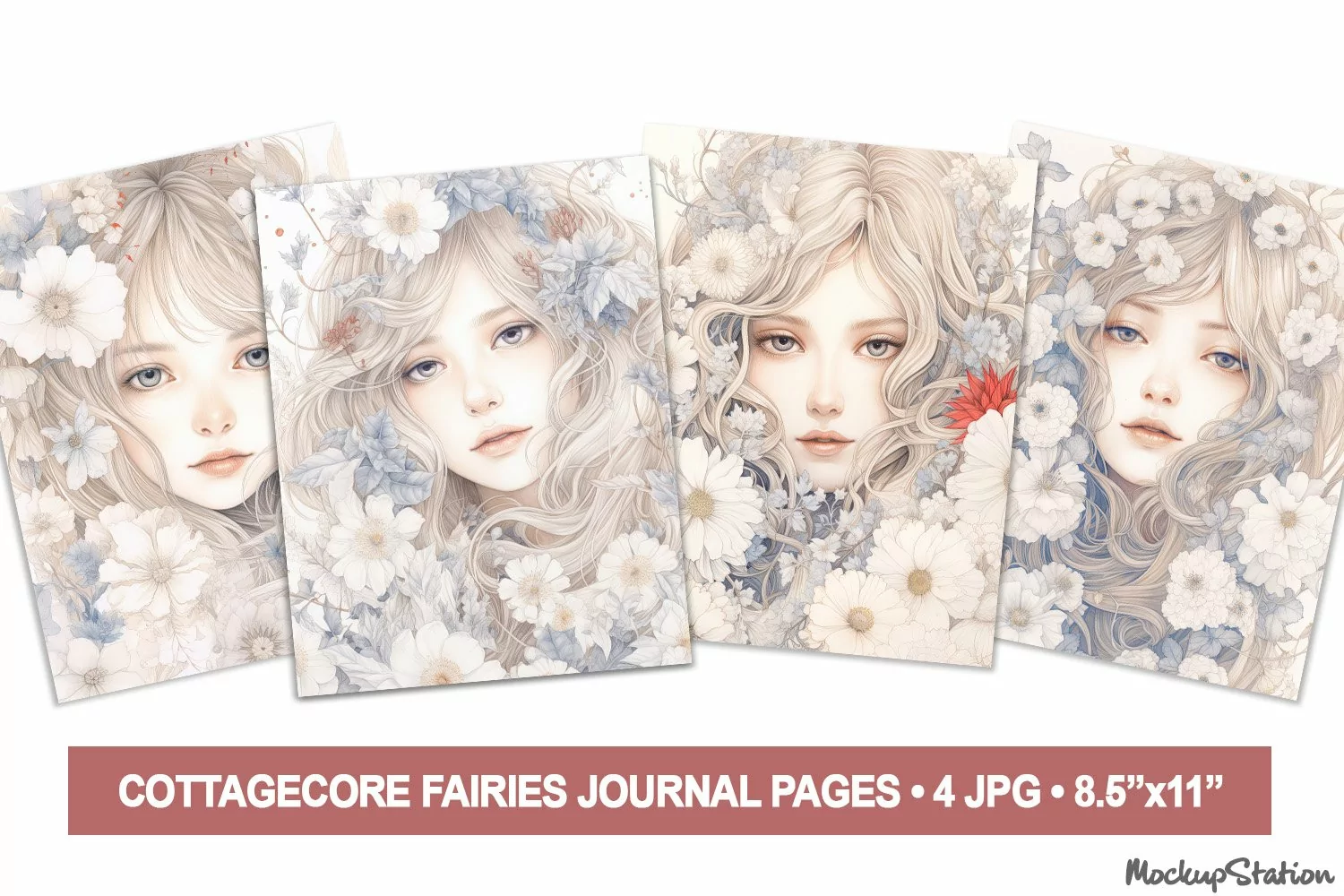 Victorian Floral Fairies Junk Journal Pages | Magic Design product image 1