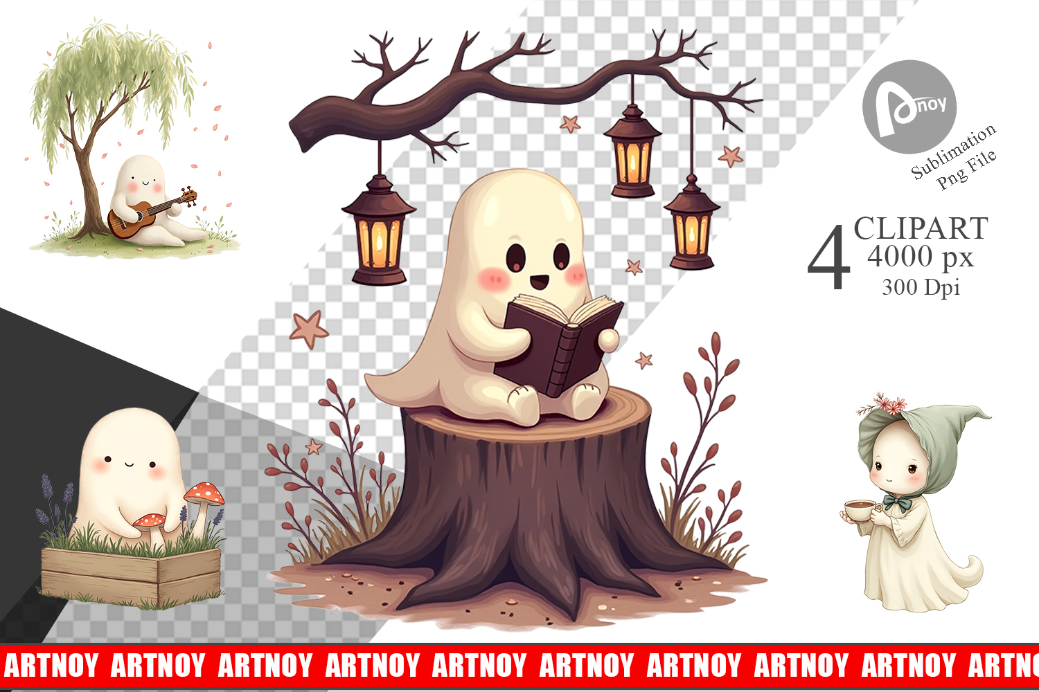 Cottagecore Ghosties Clipart product image 1