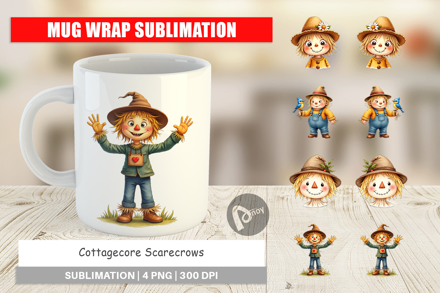 Cottagecore Scarecrows Mug Wrap product image 1
