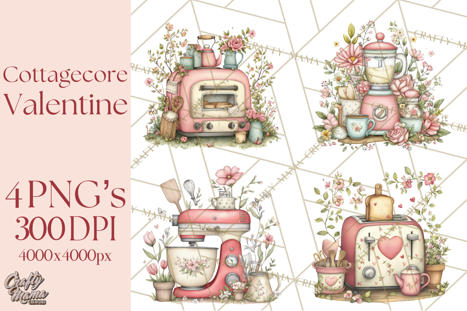 Cottagecore Valentine Kitchen Appliance Clipart PNG Clip Art product image 1