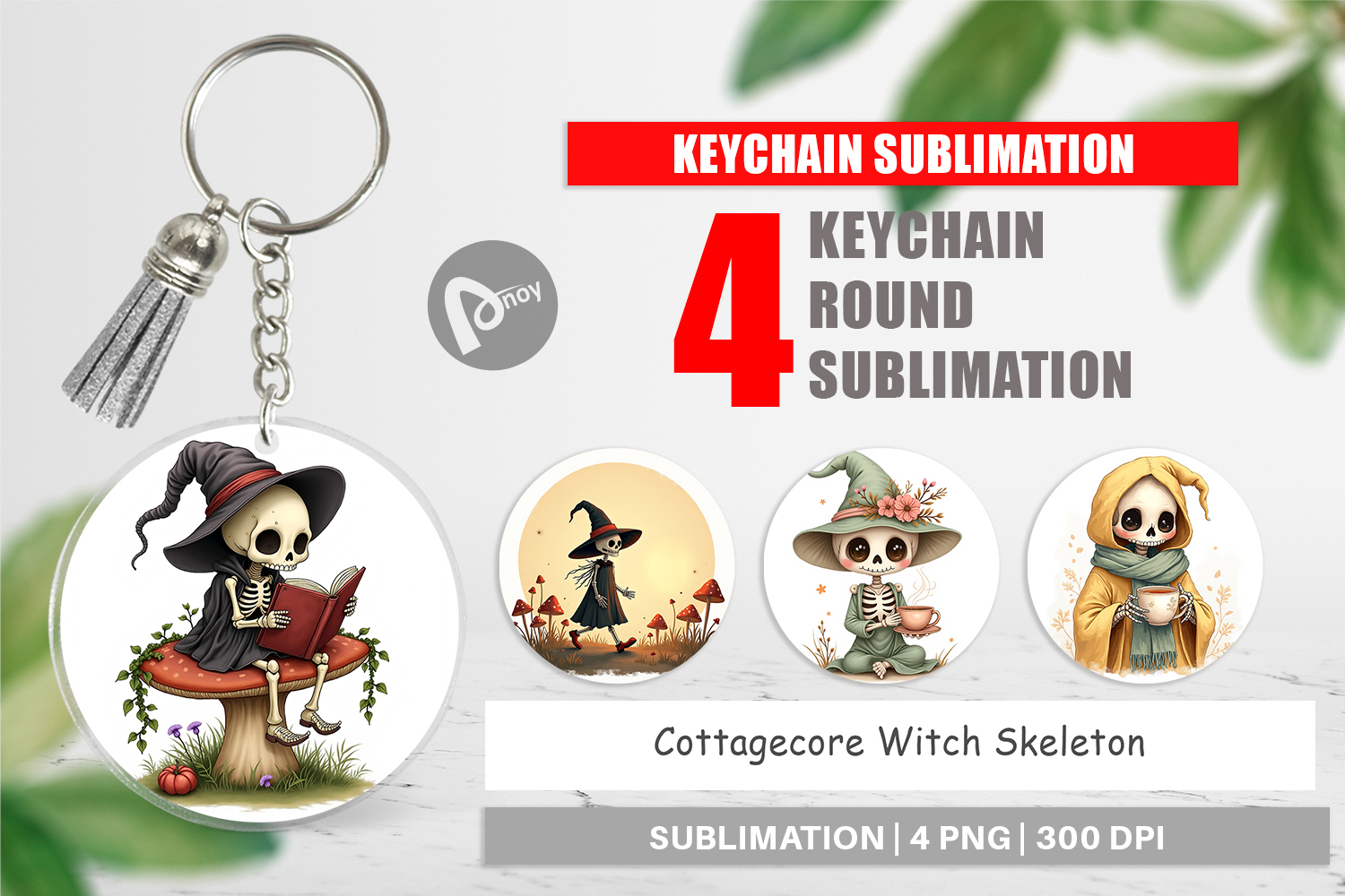 Keychain Cottagecore Witch Skeleton product image 1