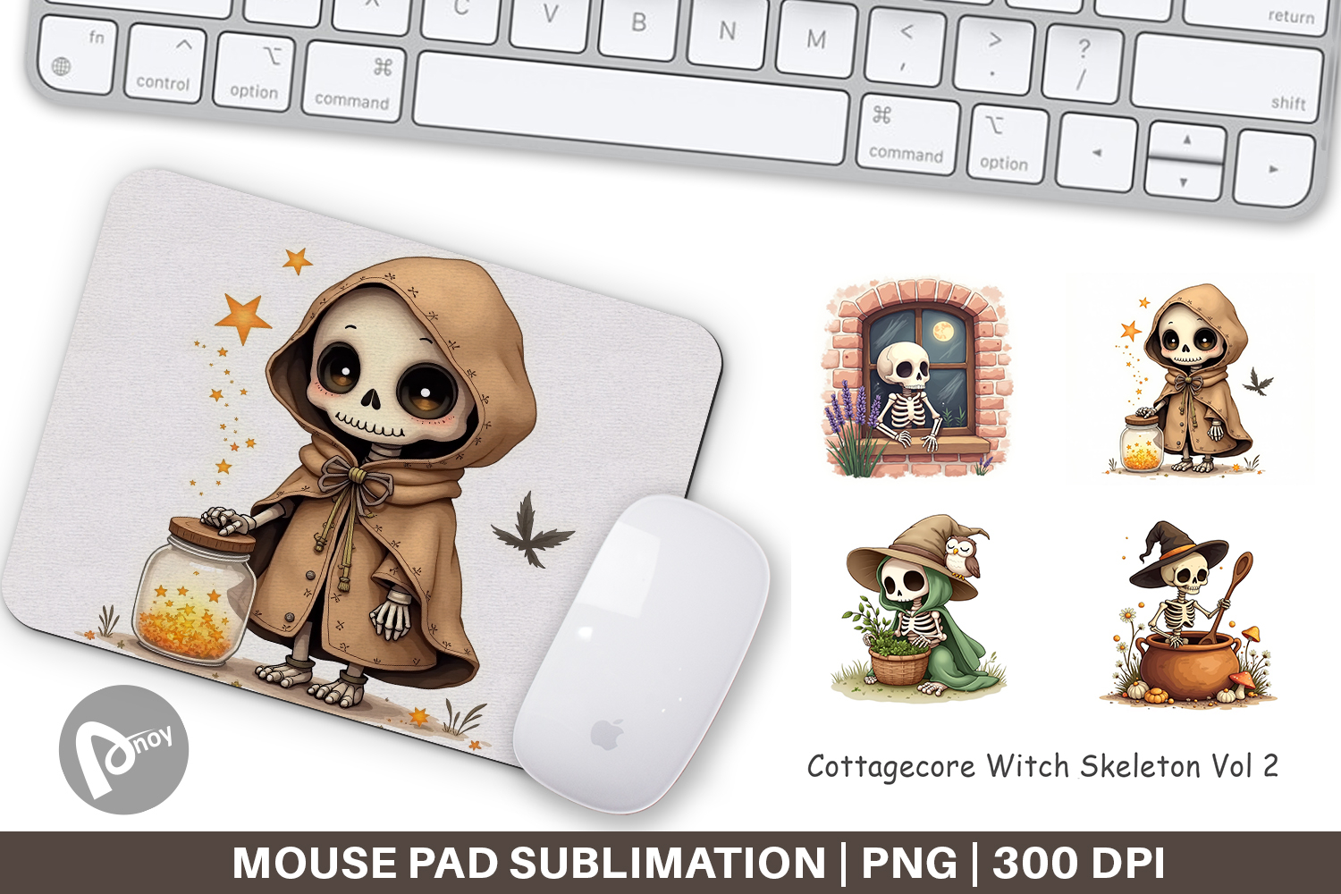 Mouse Pad Cottagecore Witch Skeleton product image 1