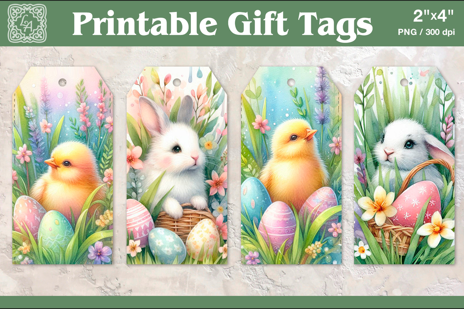 Easter Gift Tags | Bunny & Chick | PNG product image 1