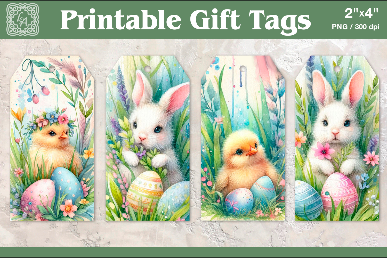 Easter Gift Tags | Bunny & Chick | PNG product image 1