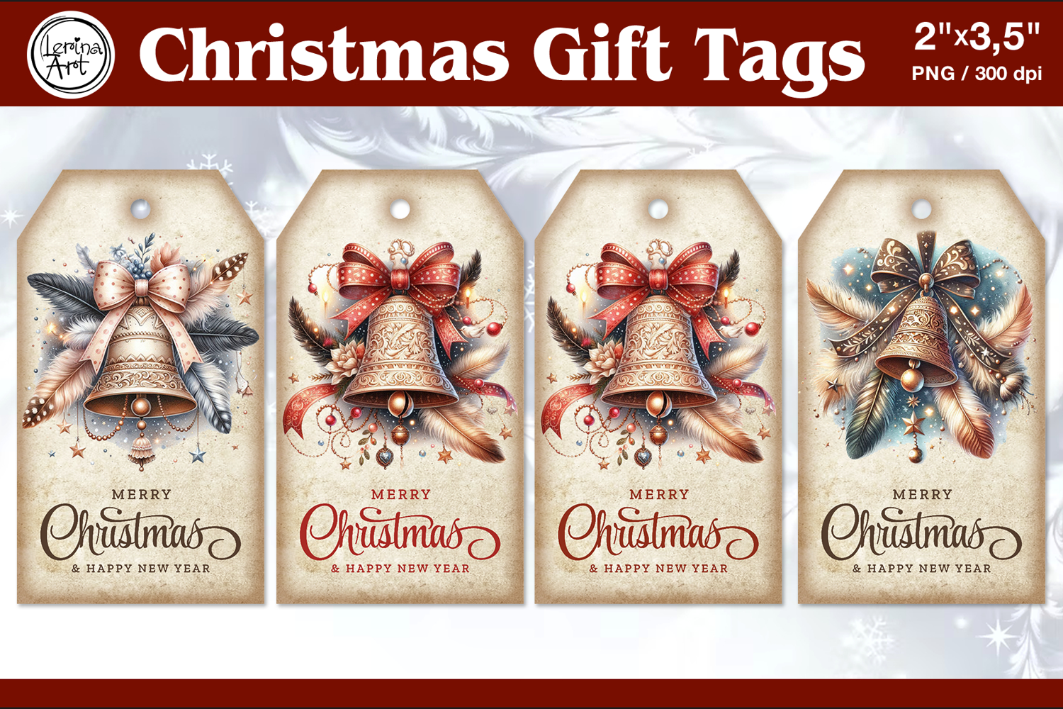 Christmas Gift Tags|Christmas Bell| PNG Sublimation product image 1
