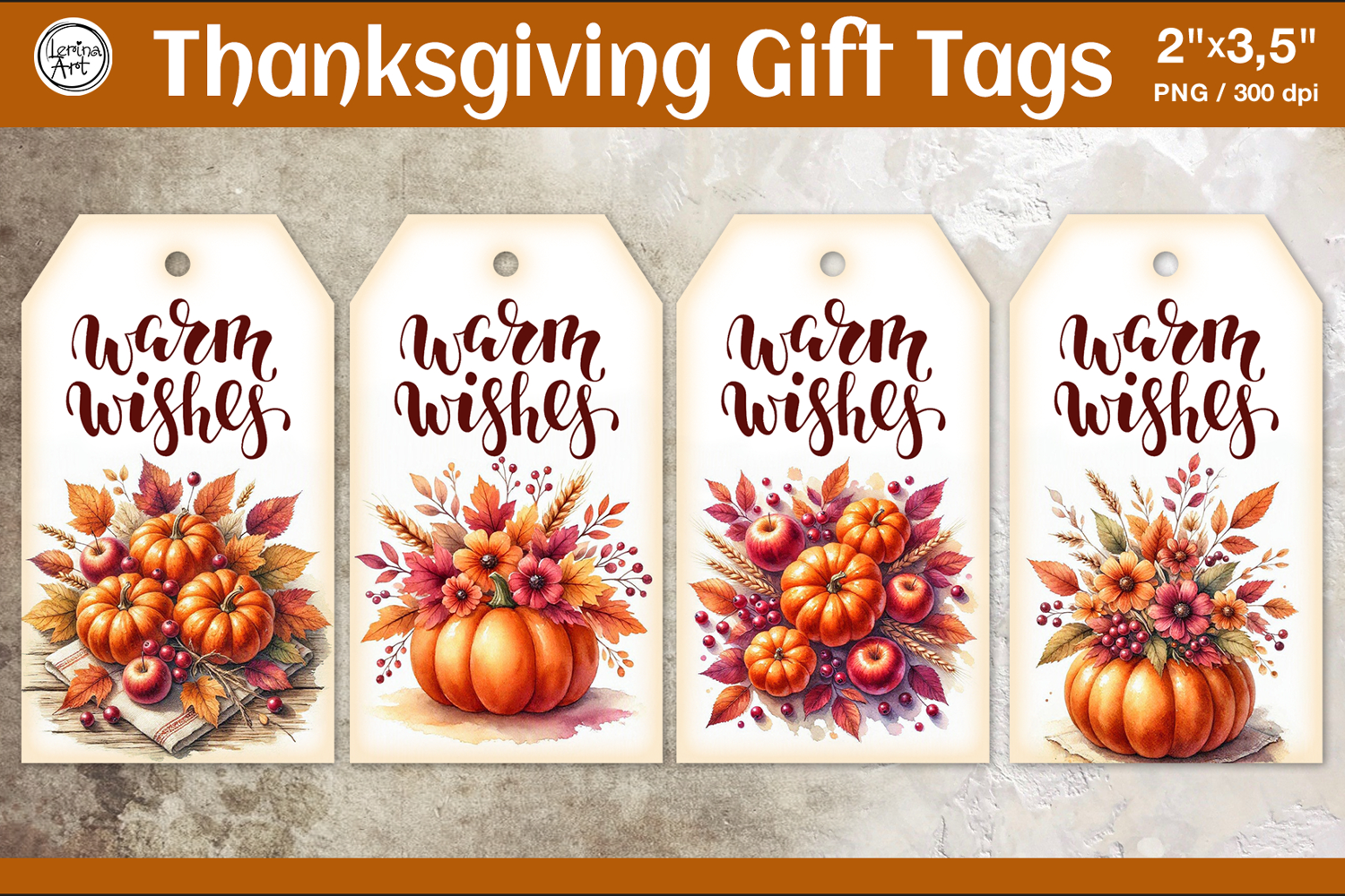Thanksgiving Gift Tags| Pumpkin | PNG product image 1