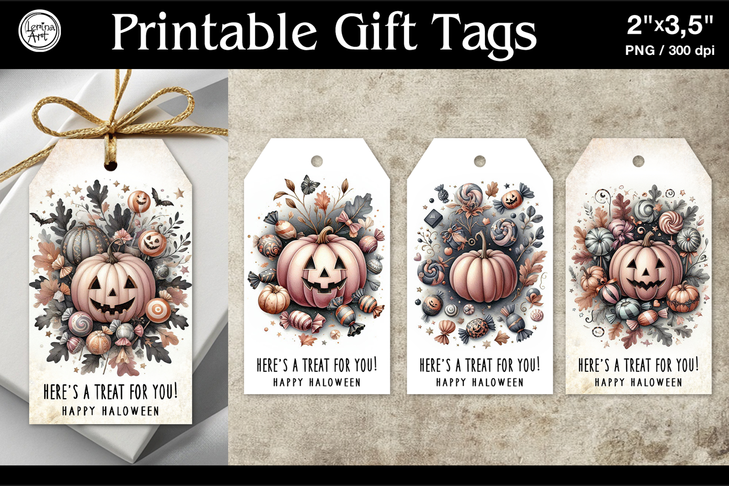 Printable Gift Tags| Halloween Gift Tags| Pumpkin | PNG product image 1