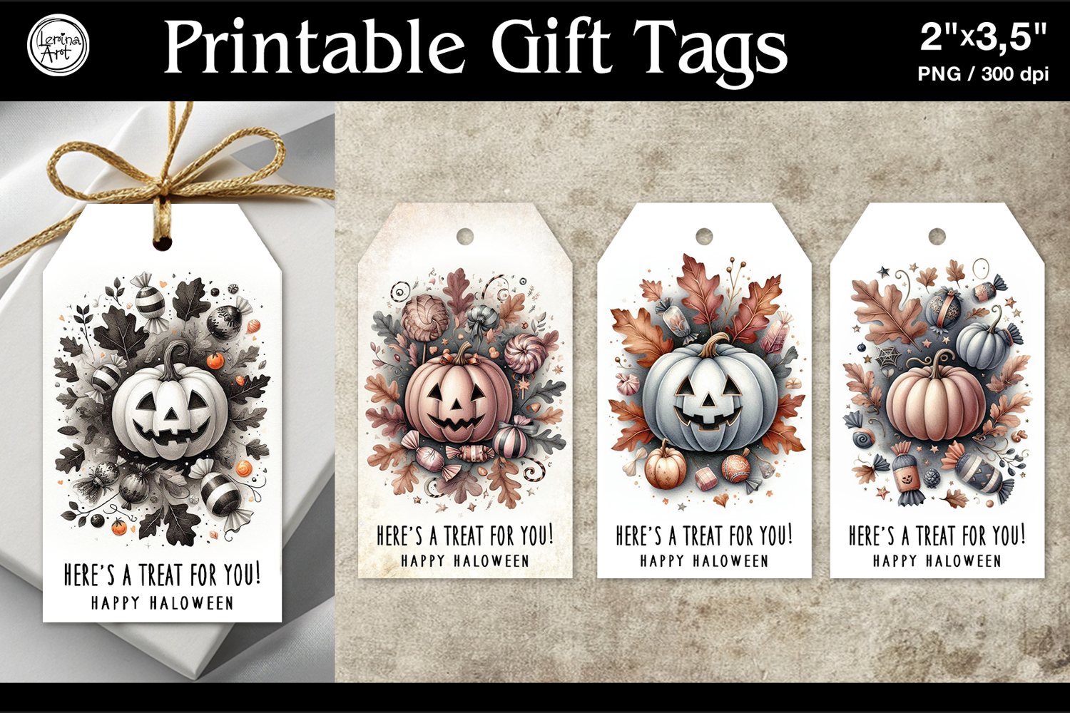 Printable Gift Tags| Halloween Gift Tags| Pumpkin | PNG product image 1