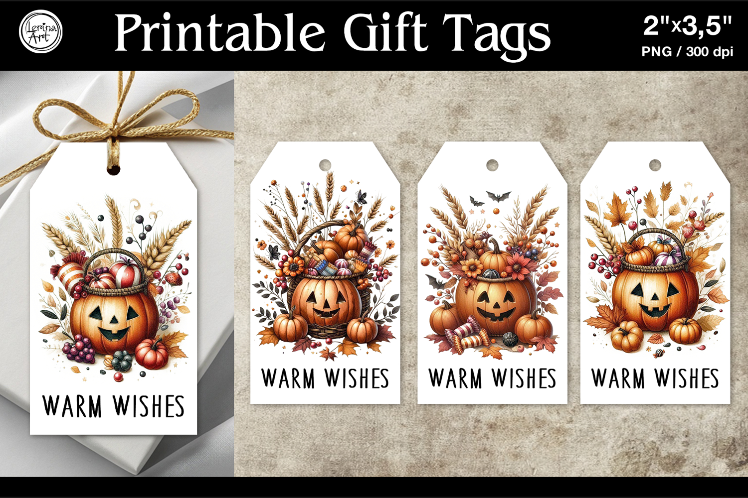 Printable Gift Tags| Halloween Gift Tags| Pumpkin | PNG product image 1