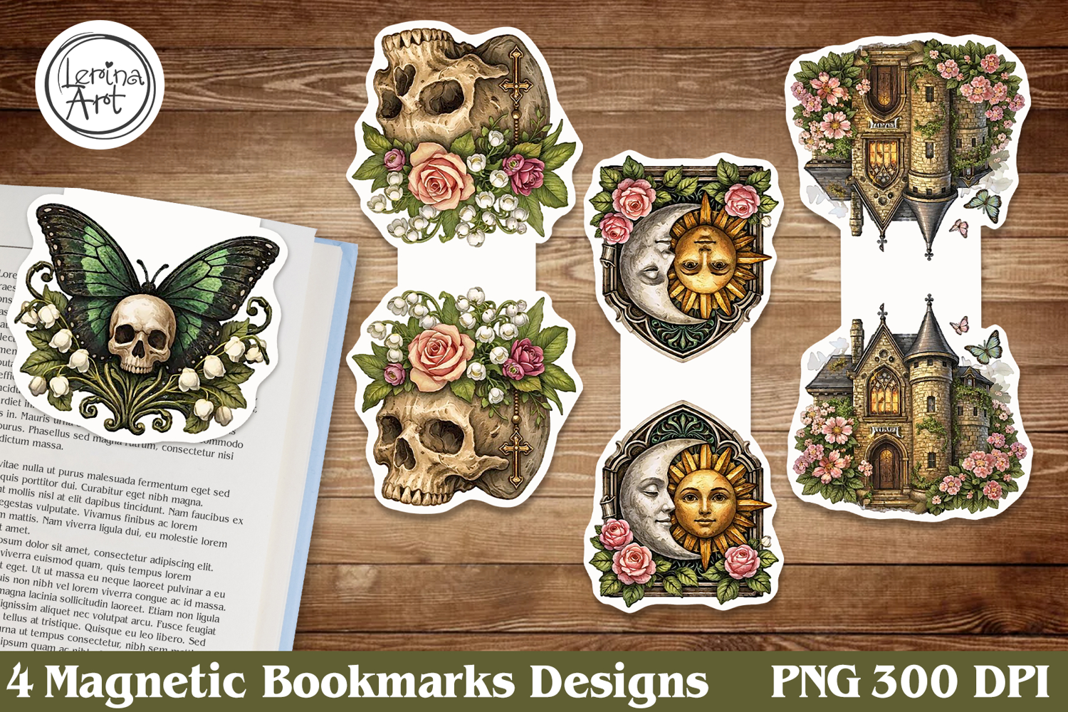 Vintage Magnetic Bookmarks 4 PNG product image 1