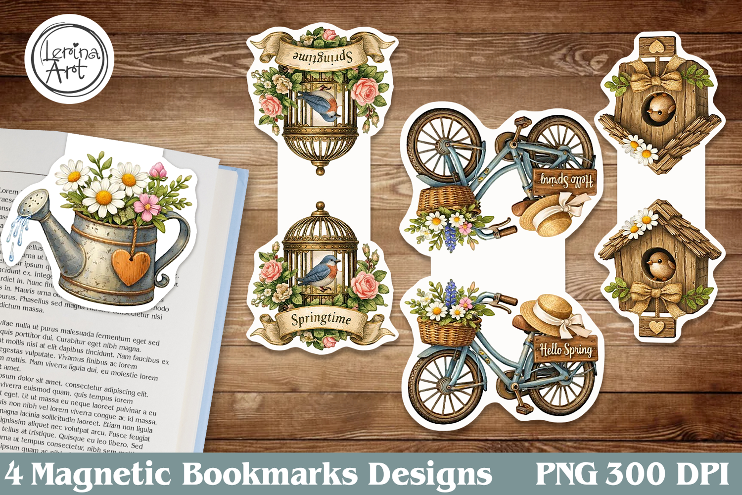 Vintage Magnetic Bookmarks 4 PNG product image 1
