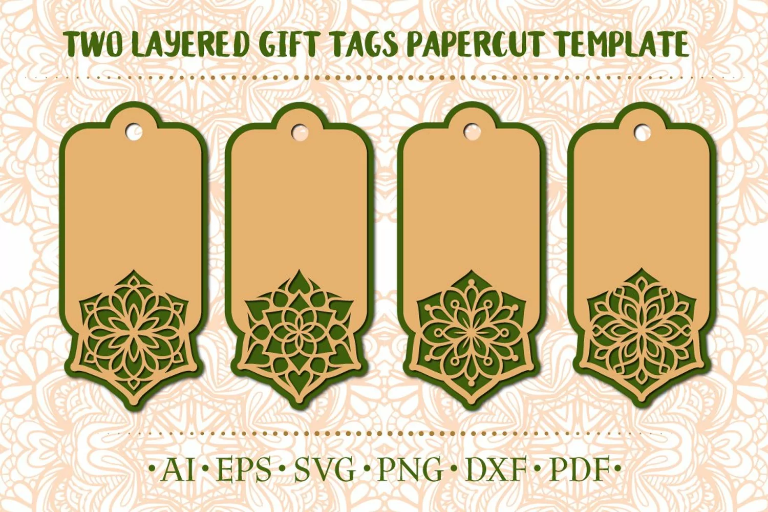Two layered gift tags papercut template product image 1