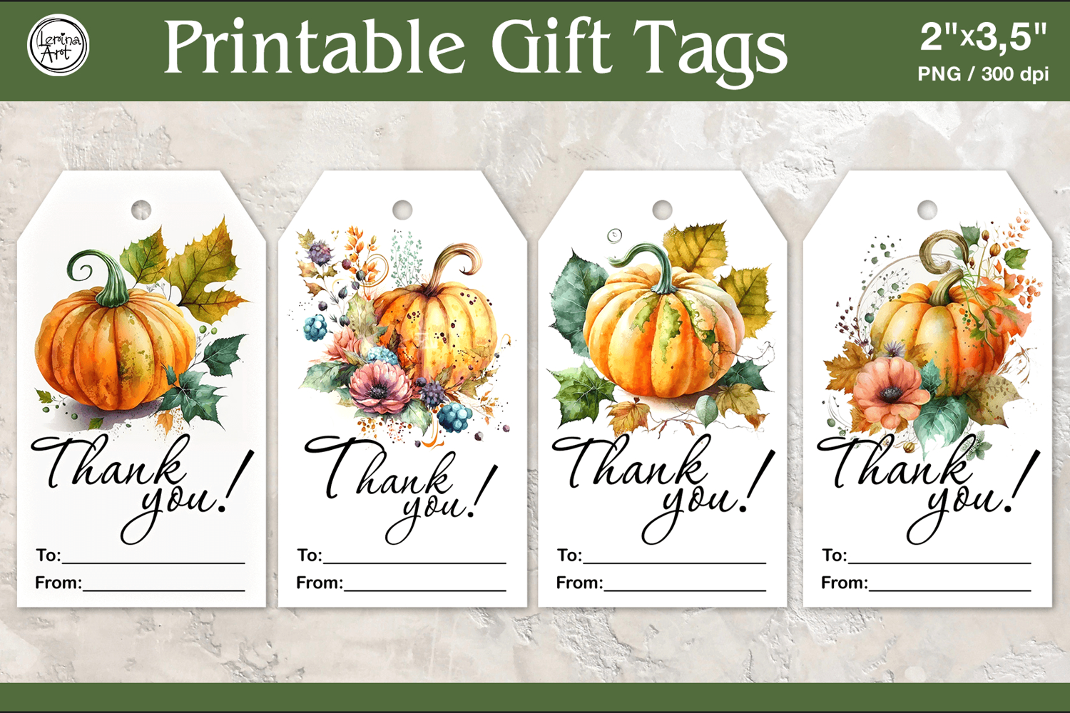 Thanksgiving Gift Tags| Pumpkin | PNG product image 1
