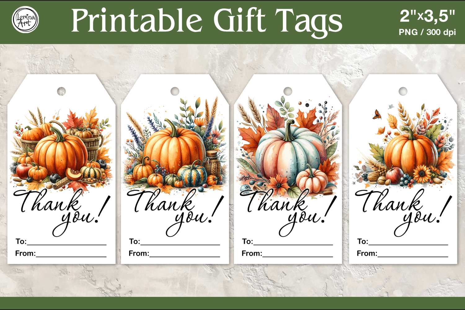 Thanksgiving Gift Tags| Pumpkin | PNG product image 1