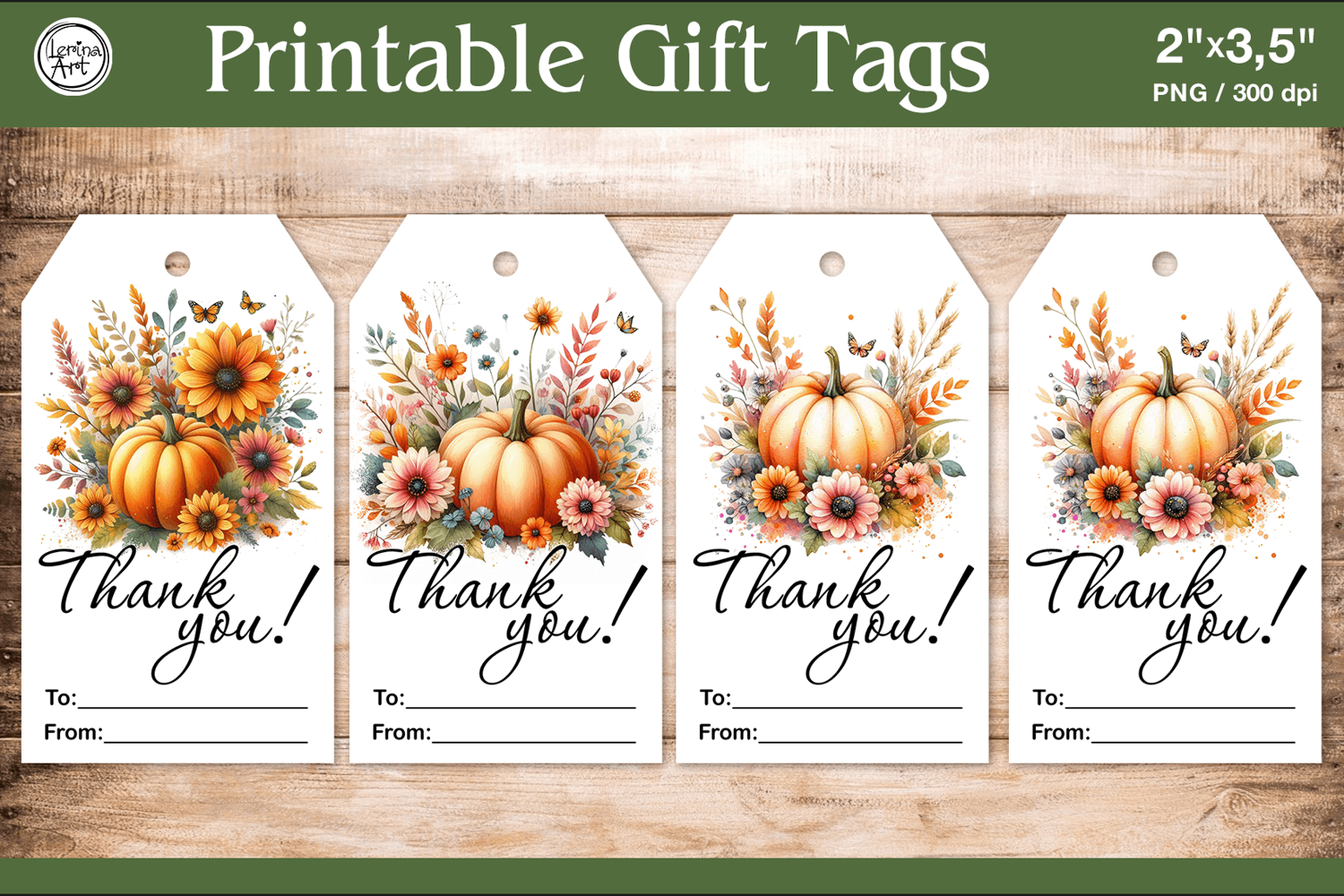 Thanksgiving Gift Tags| Pumpkin | PNG product image 1