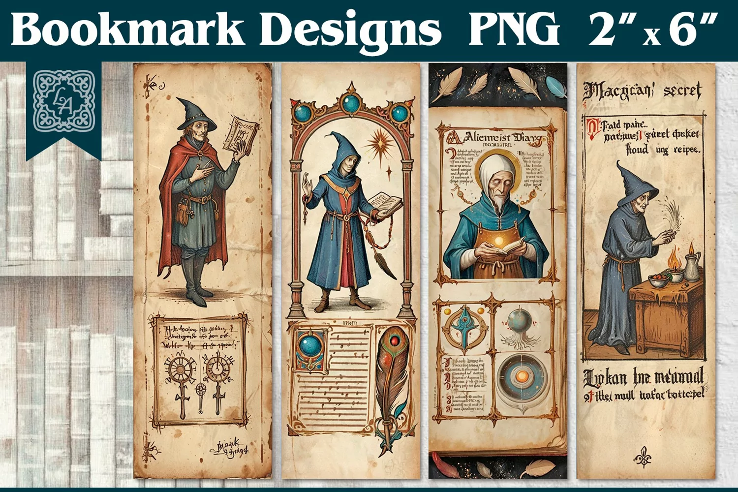 Vintage Magic Printable Bookmark 4 PNG product image 1