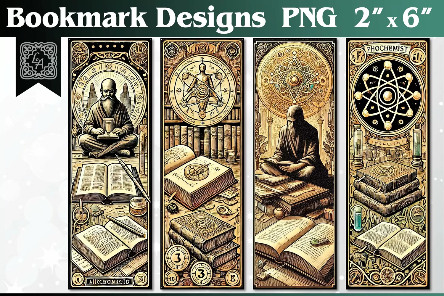 Vintage Science Printable Bookmark 4 PNG product image 1