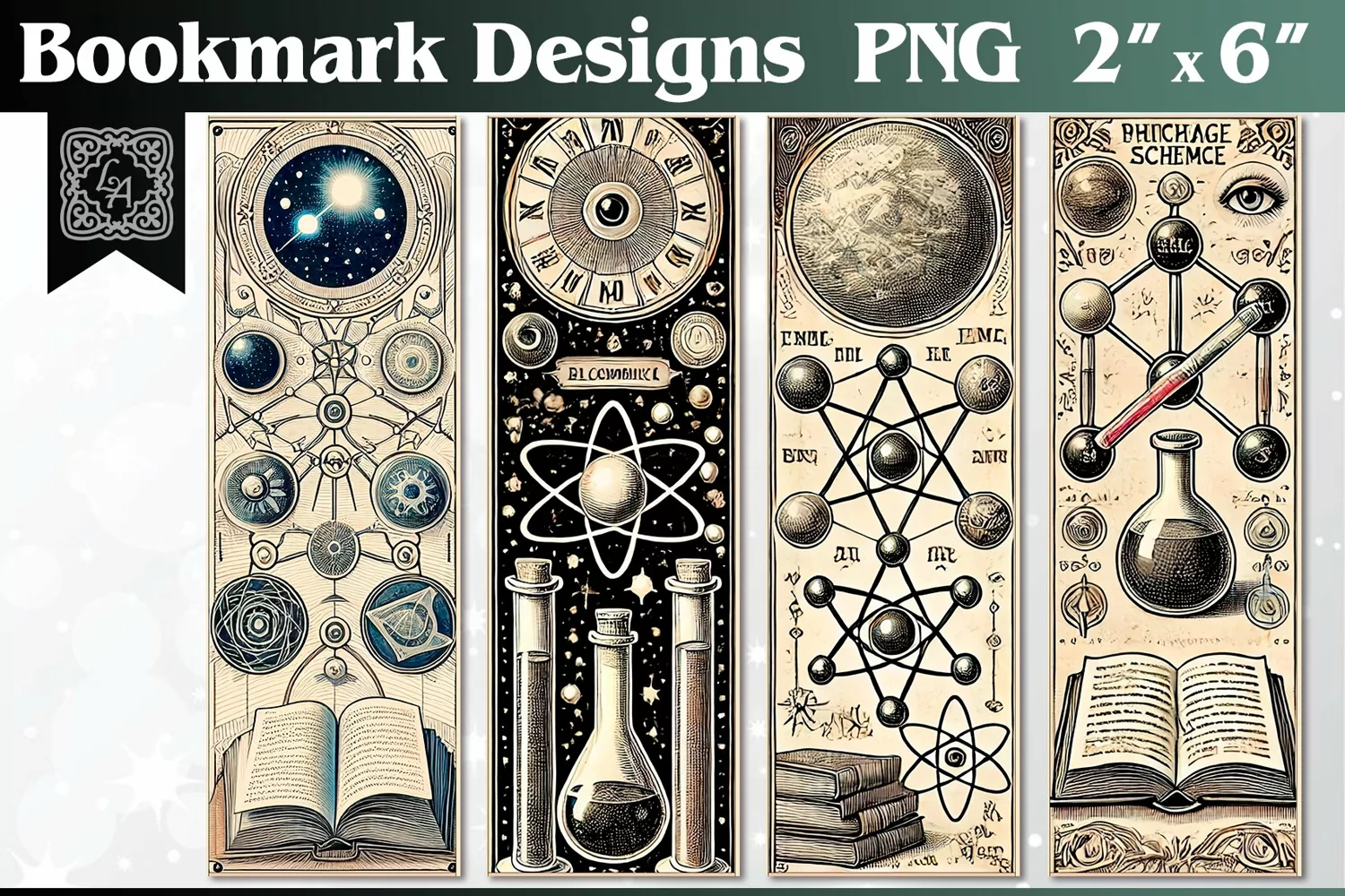Vintage Science Printable Bookmark 4 PNG product image 1
