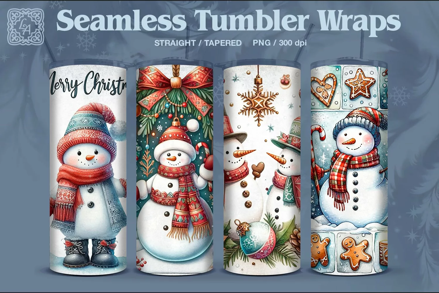 4 Christmas Seamless Tumbler Wrap 20 oz product image 1