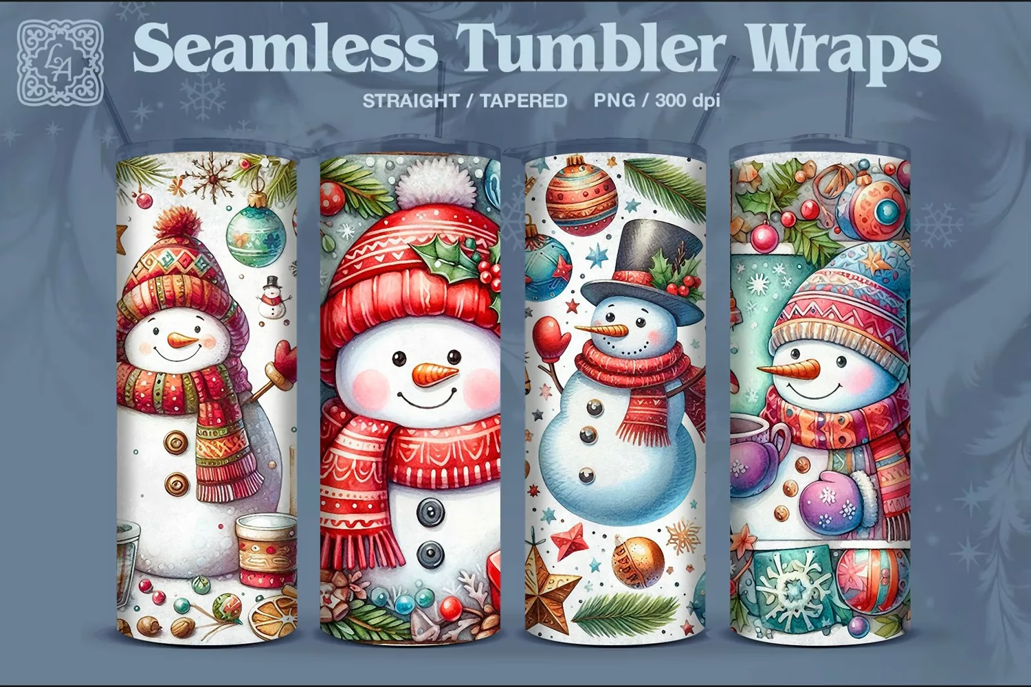4 Christmas Seamless Tumbler Wrap 20 oz product image 1