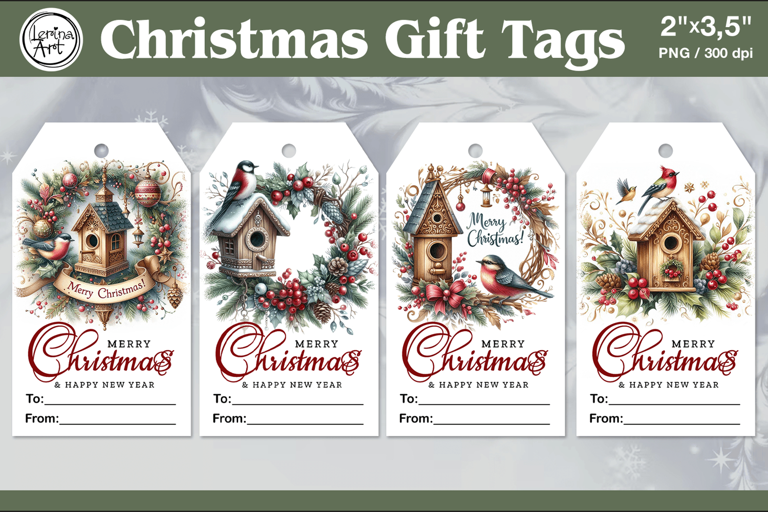 Christmas Gift Tags|Bird house | PNG Sublimation product image 1