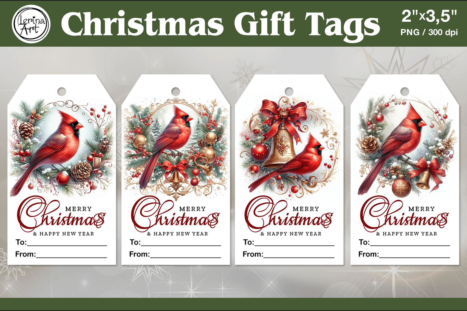Christmas Gift Tags|Winter Bird | PNG Sublimation product image 1