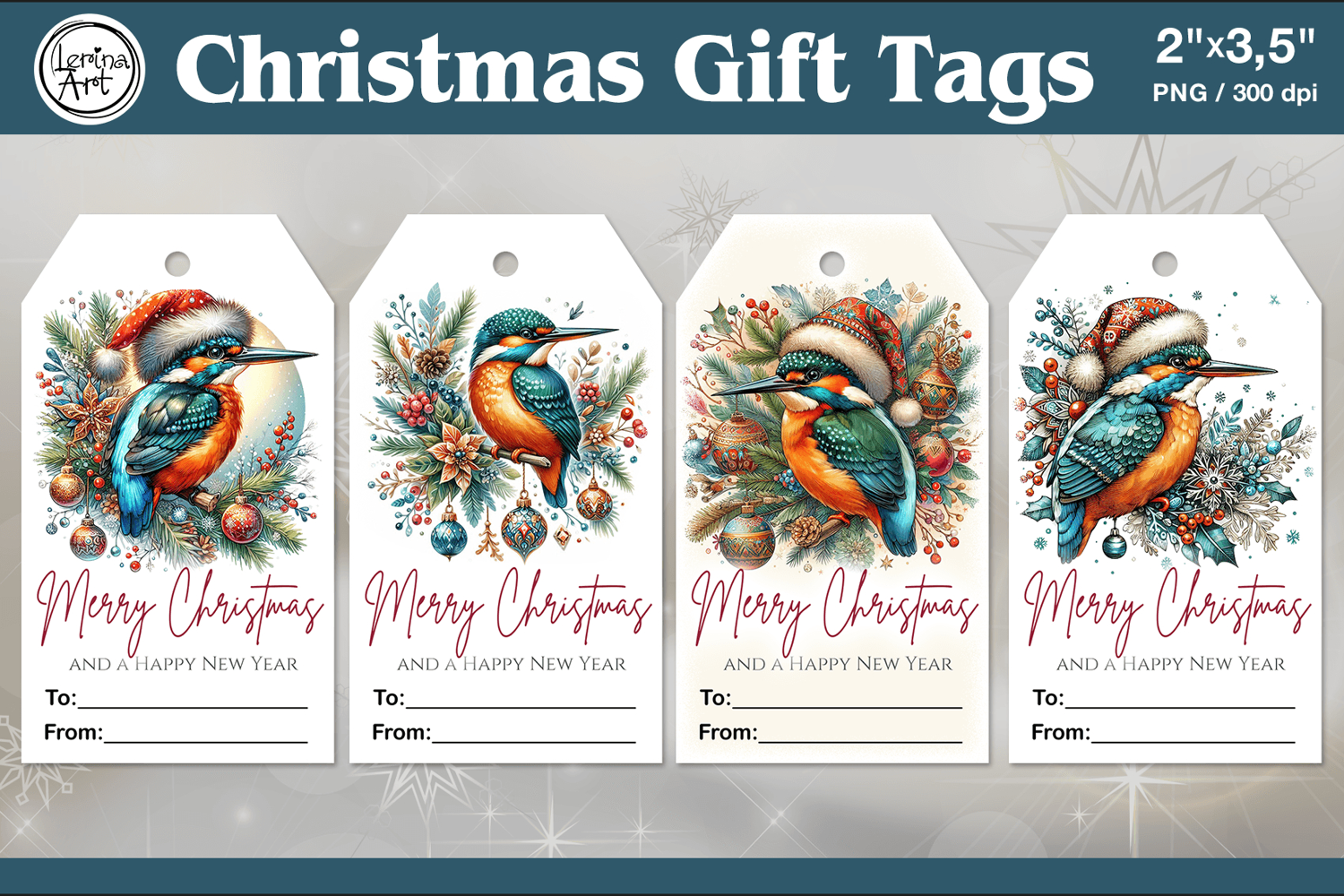 Christmas Gift Tags|Winter Bird | PNG Sublimation product image 1