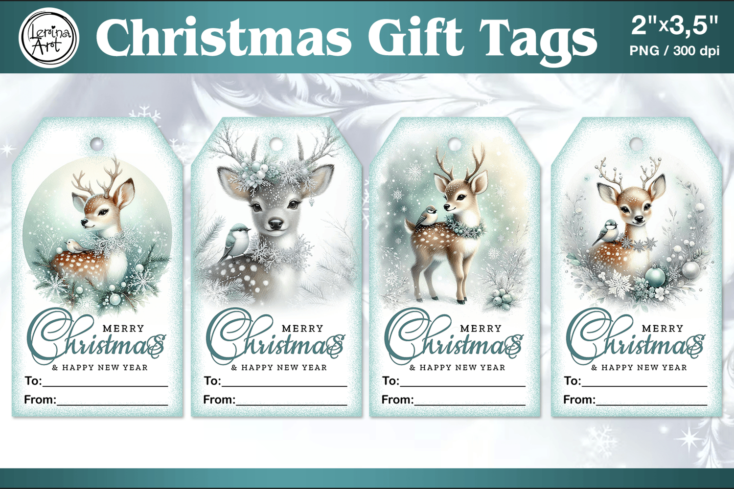Christmas Gift Tags|Christmas Deer| PNG Sublimation product image 1