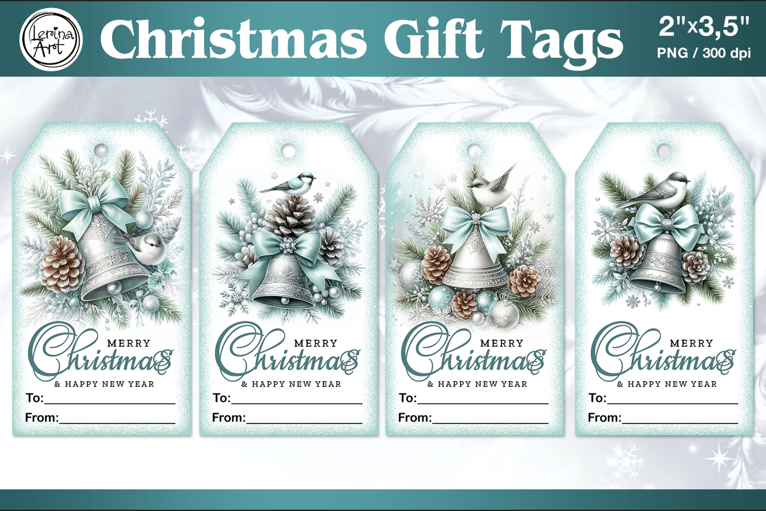 Christmas Gift Tags|Christmas Bell| PNG Sublimation product image 1