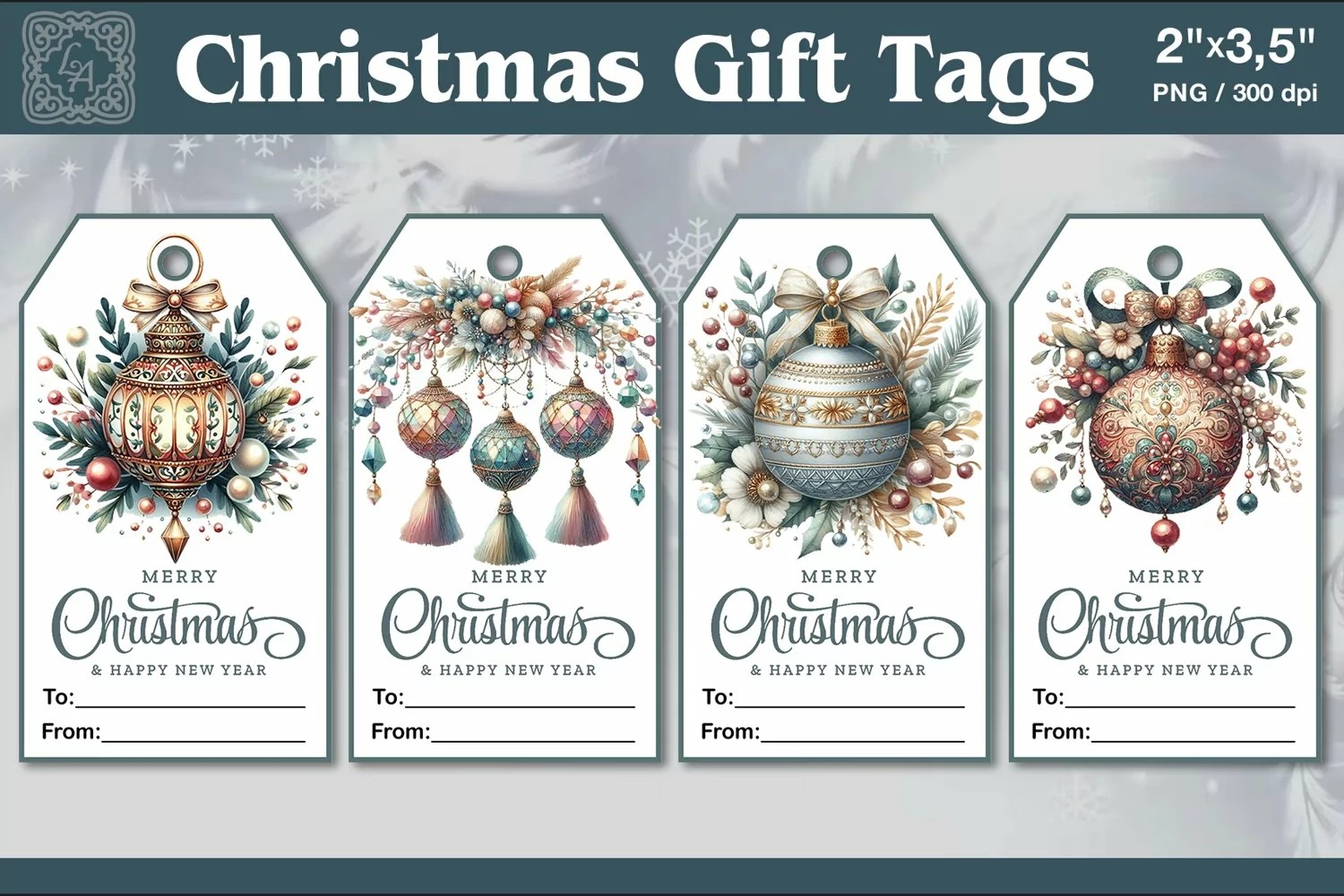 Christmas Gift Tags| Ball | PNG Sublimation product image 1