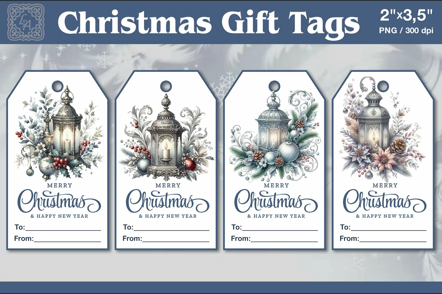 Christmas Gift Tags|Lanterns | PNG Sublimation product image 1