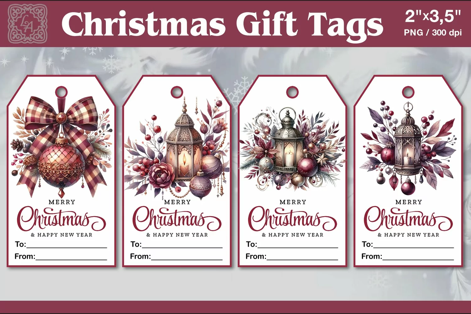 Christmas Gift Tags| Lantern | PNG Sublimation product image 1
