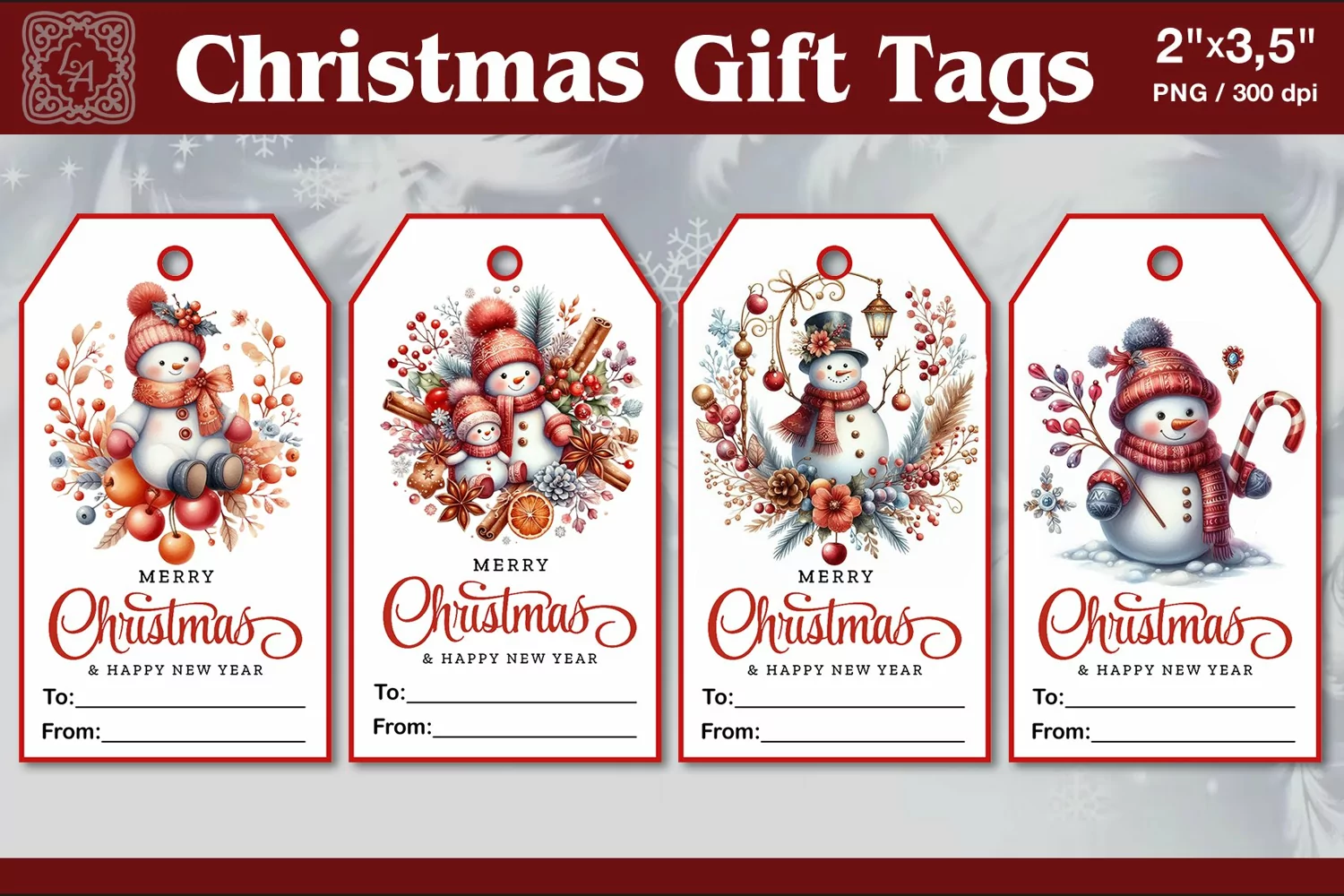 Christmas Gift Tags| Snowman | PNG Sublimation product image 1