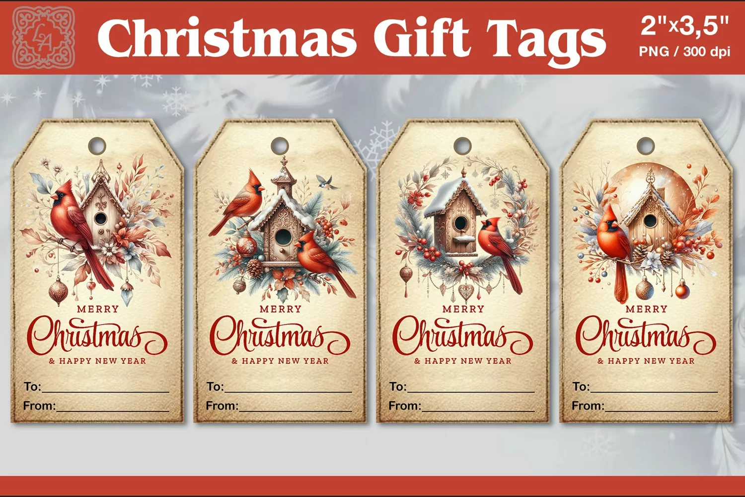 Christmas Gift Tags|Bird house | PNG Sublimation product image 1