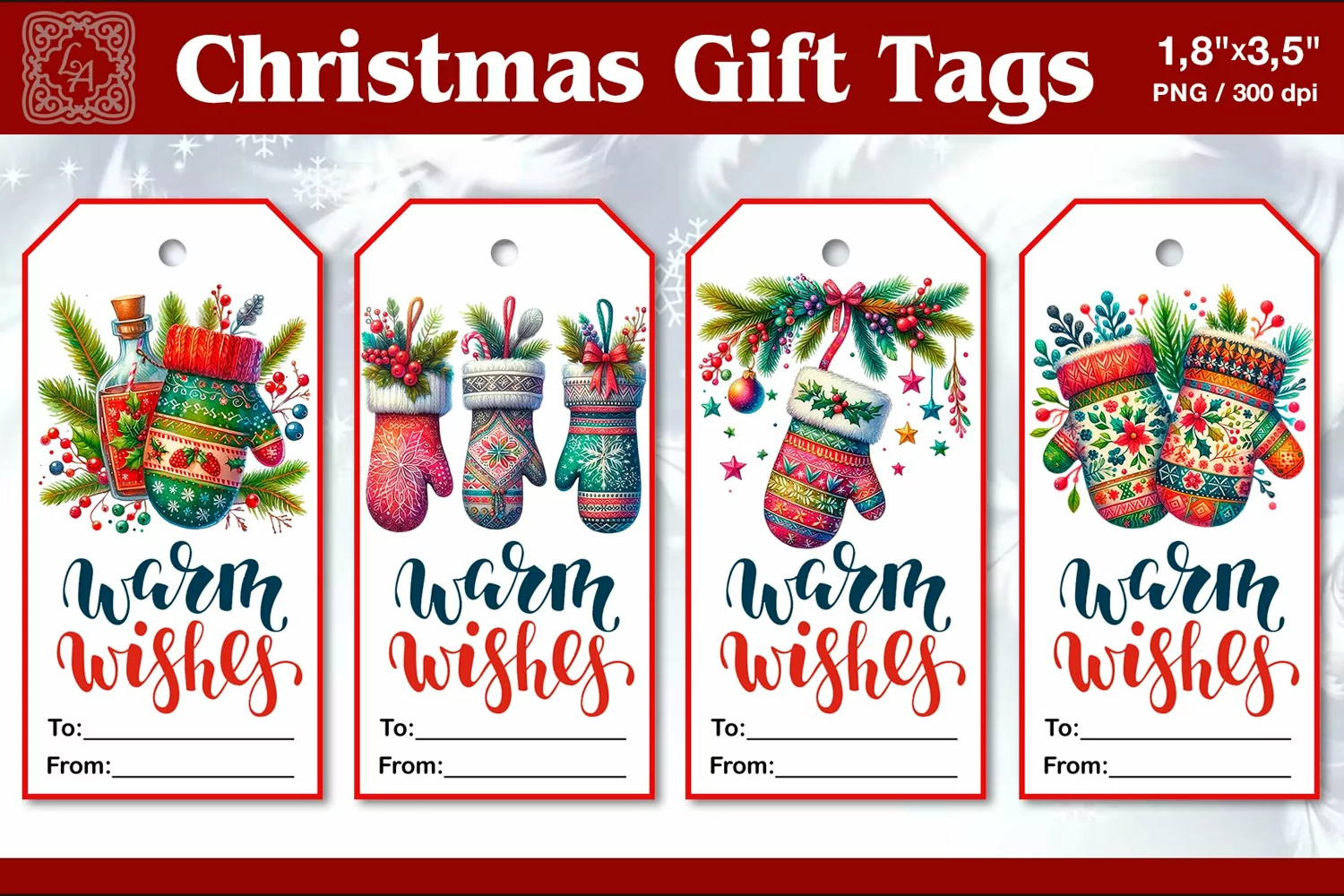 Christmas Gift Tags| Warm wishes| PNG Sublimation product image 1