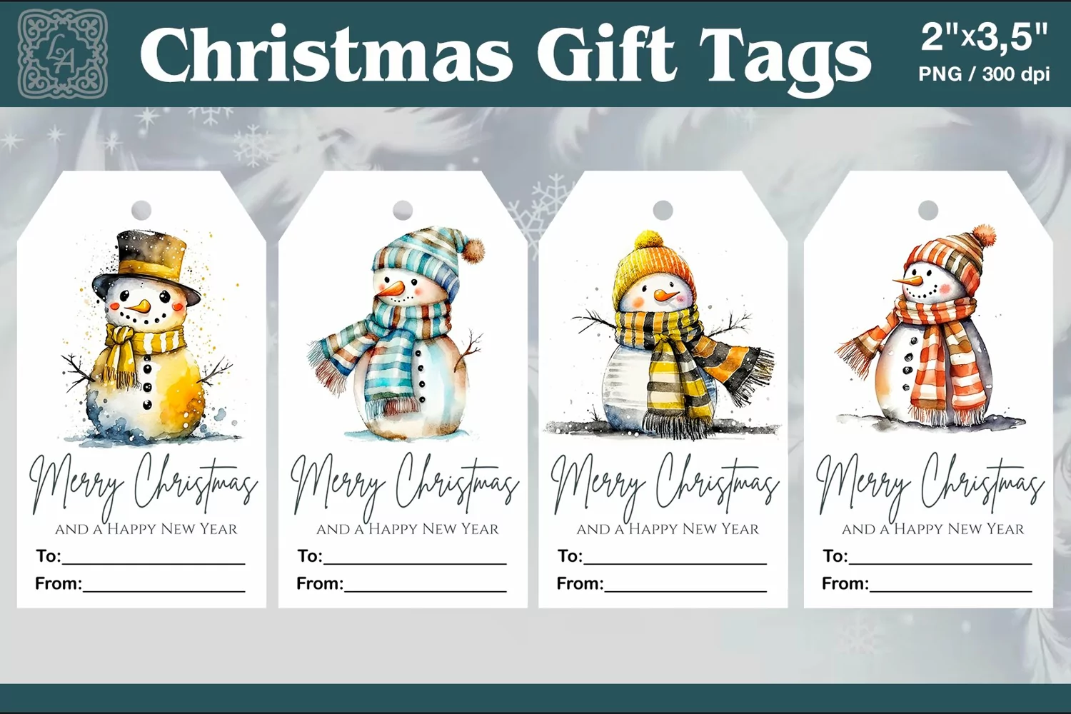 Christmas Gift Tags| Snowman | PNG Sublimation product image 1