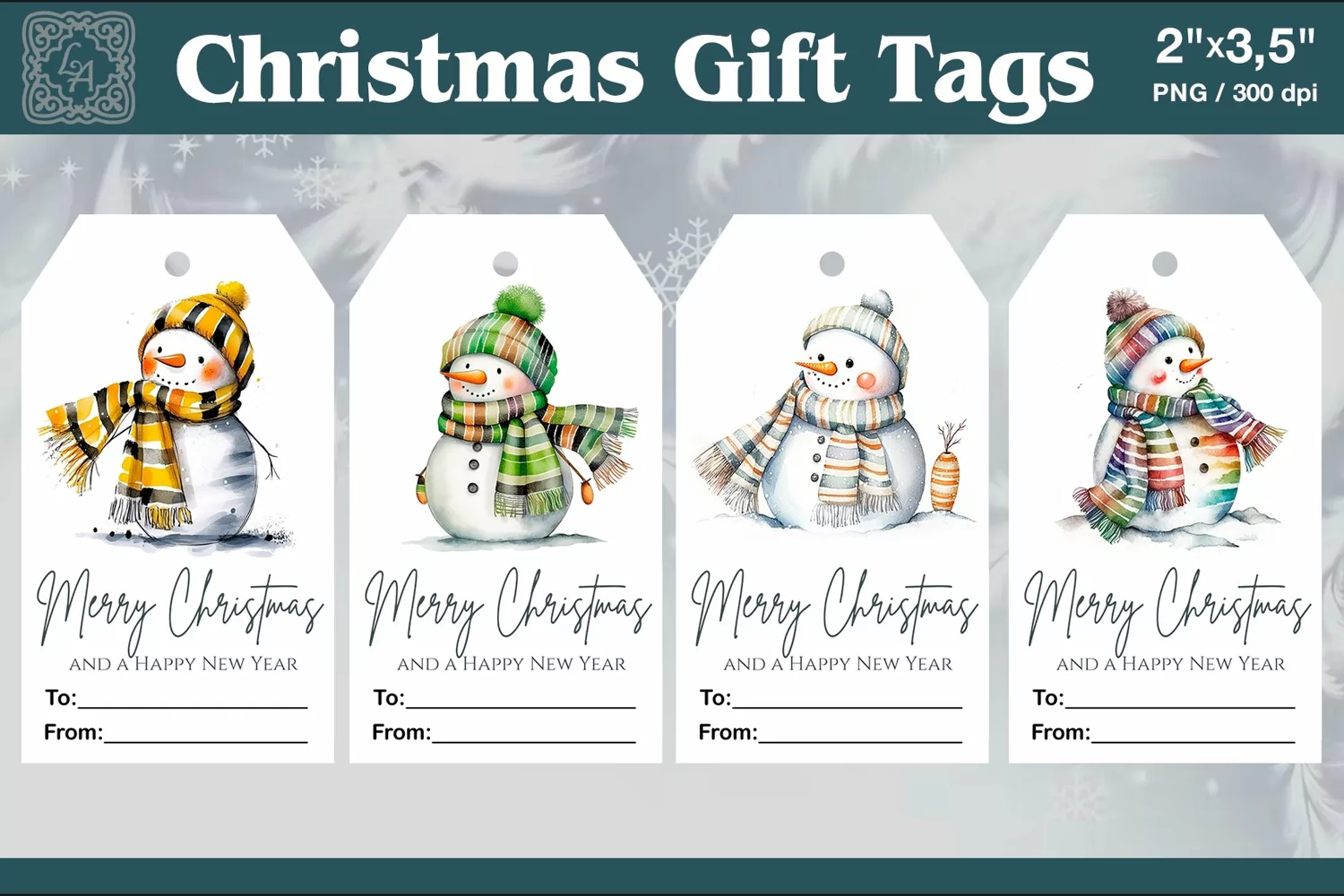 Christmas Gift Tags| Snowman | PNG Sublimation product image 1