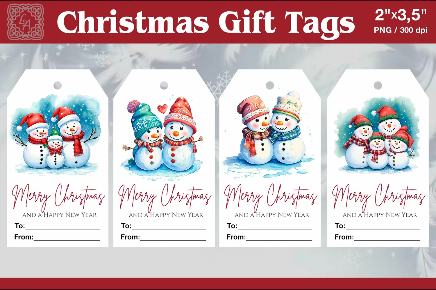 Christmas Gift Tags| Snowman | PNG Sublimation product image 1