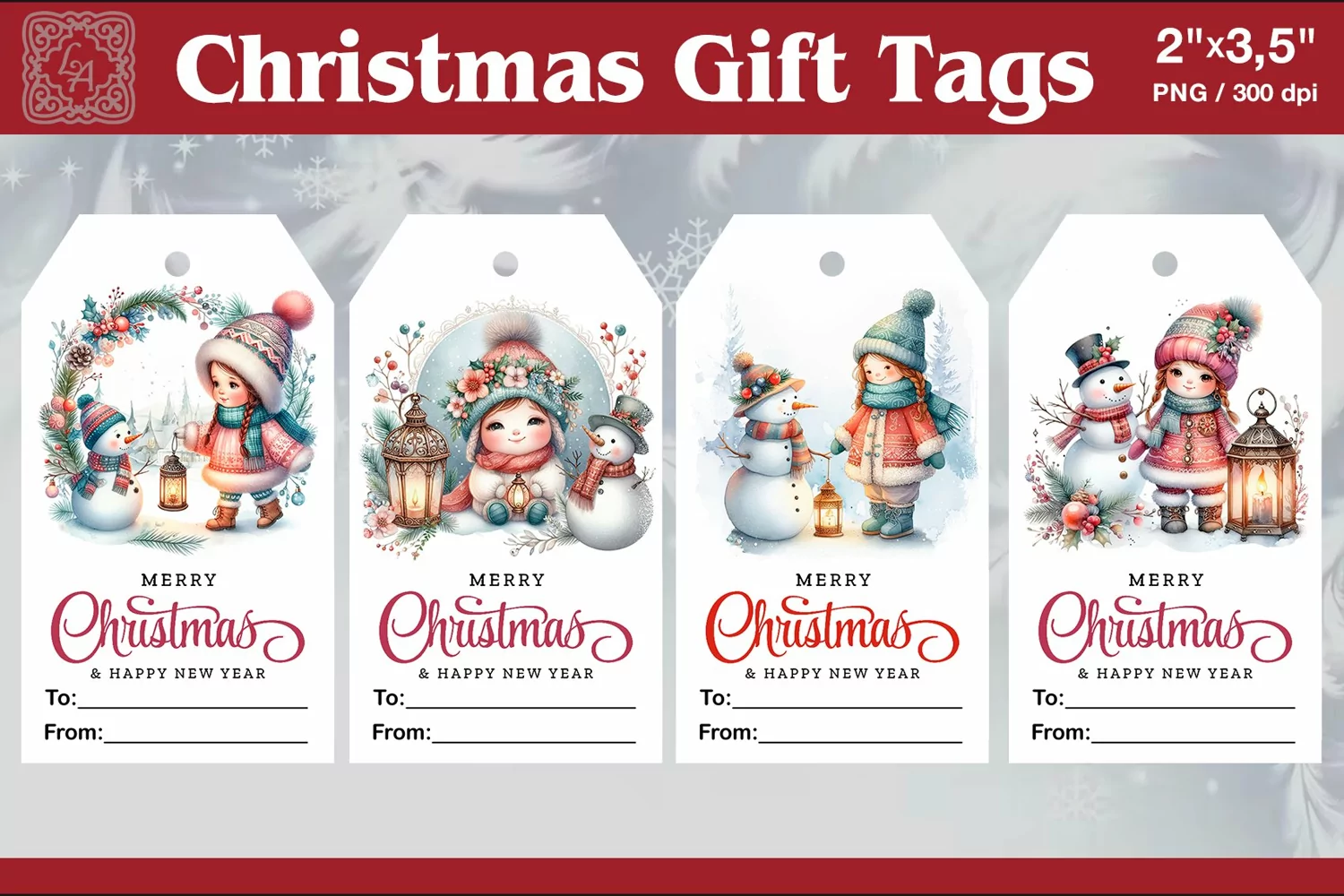 Christmas Gift Tags| Snowman | PNG Sublimation product image 1