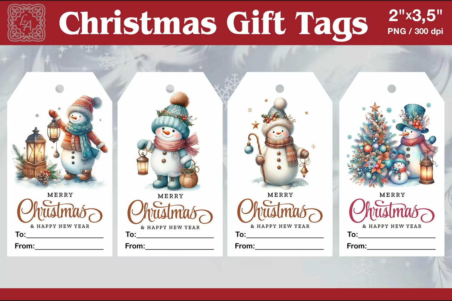 Christmas Gift Tags| Snowman | PNG Sublimation product image 1
