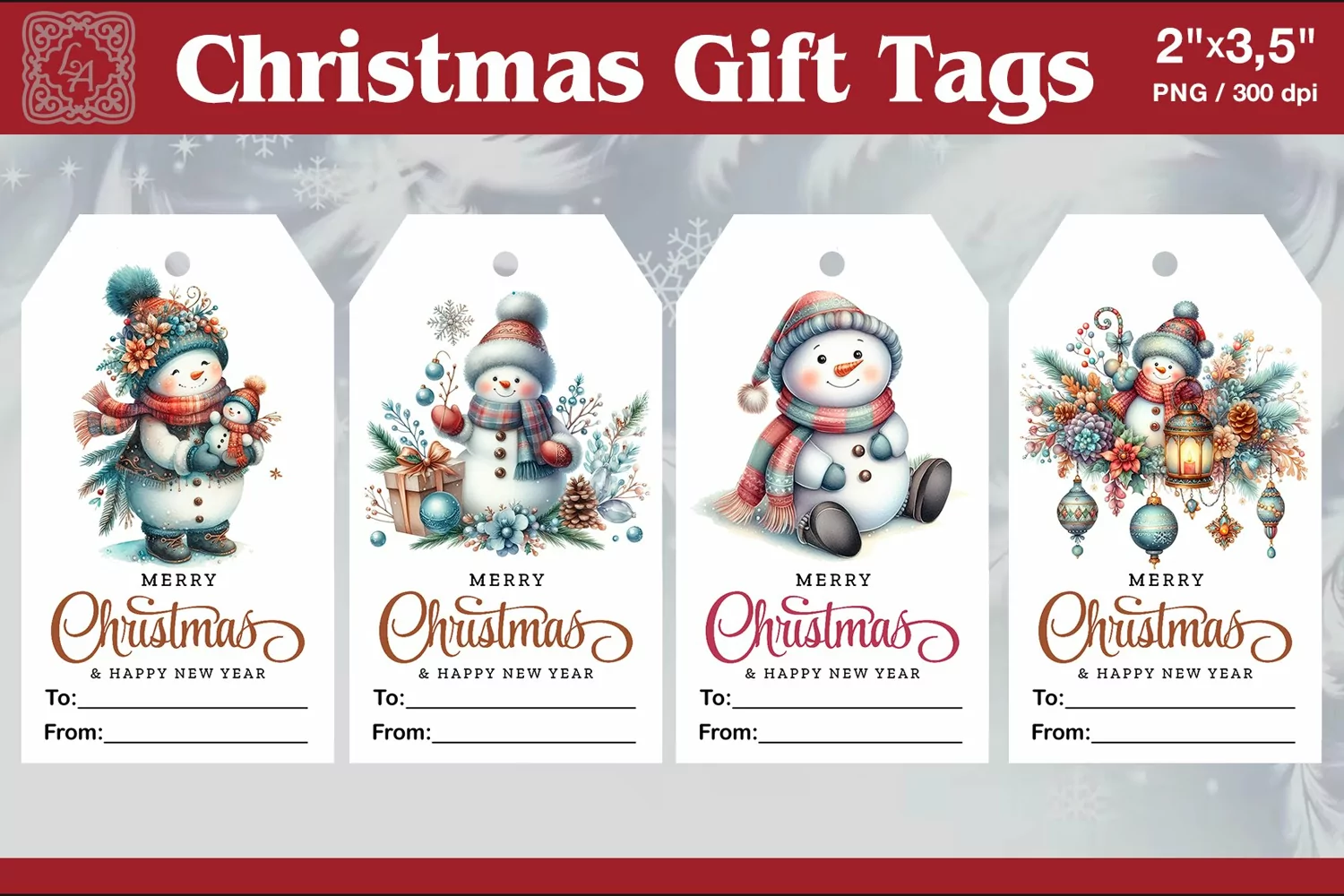 Christmas Gift Tags| Snowman | PNG Sublimation product image 1