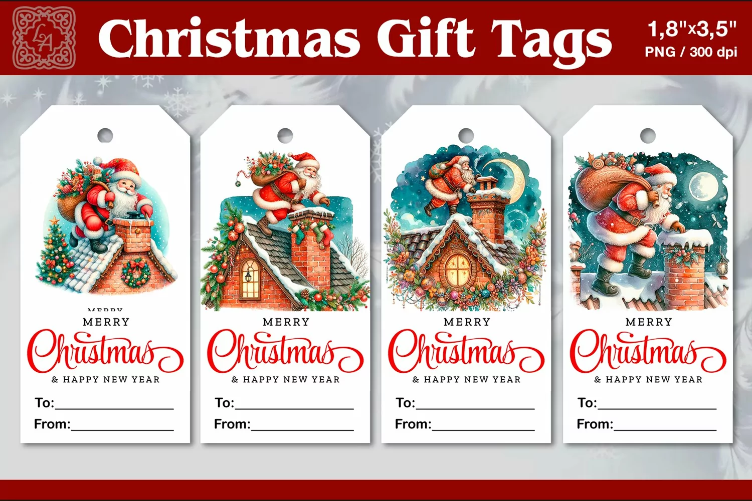 Christmas Gift Tags| Santa | PNG Sublimation product image 1