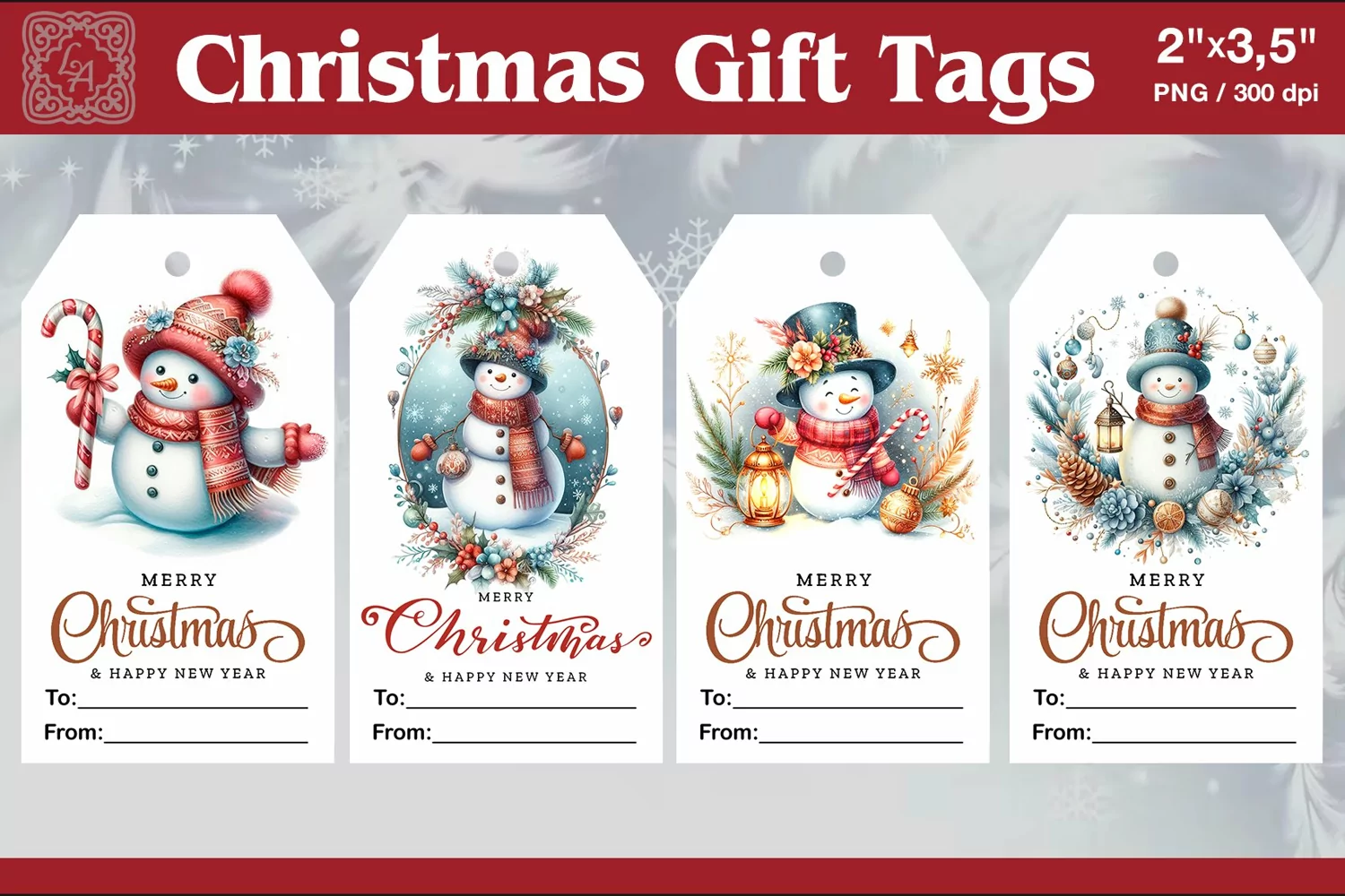 Christmas Gift Tags| Snowman | PNG Sublimation product image 1