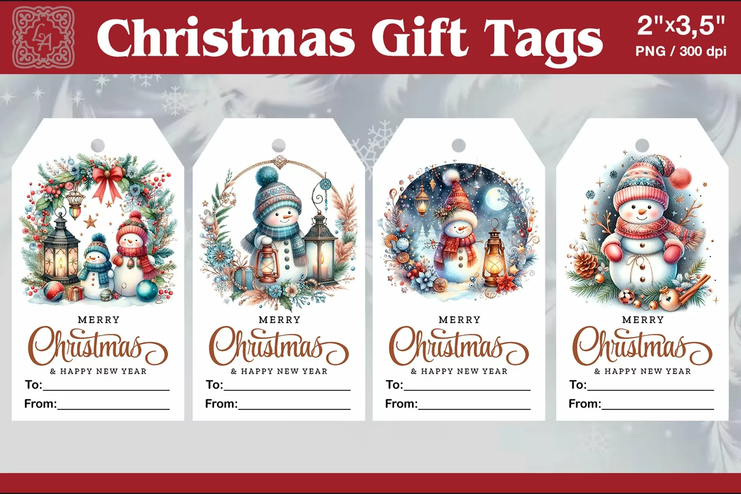 Christmas Gift Tags| Snowman | PNG Sublimation product image 1