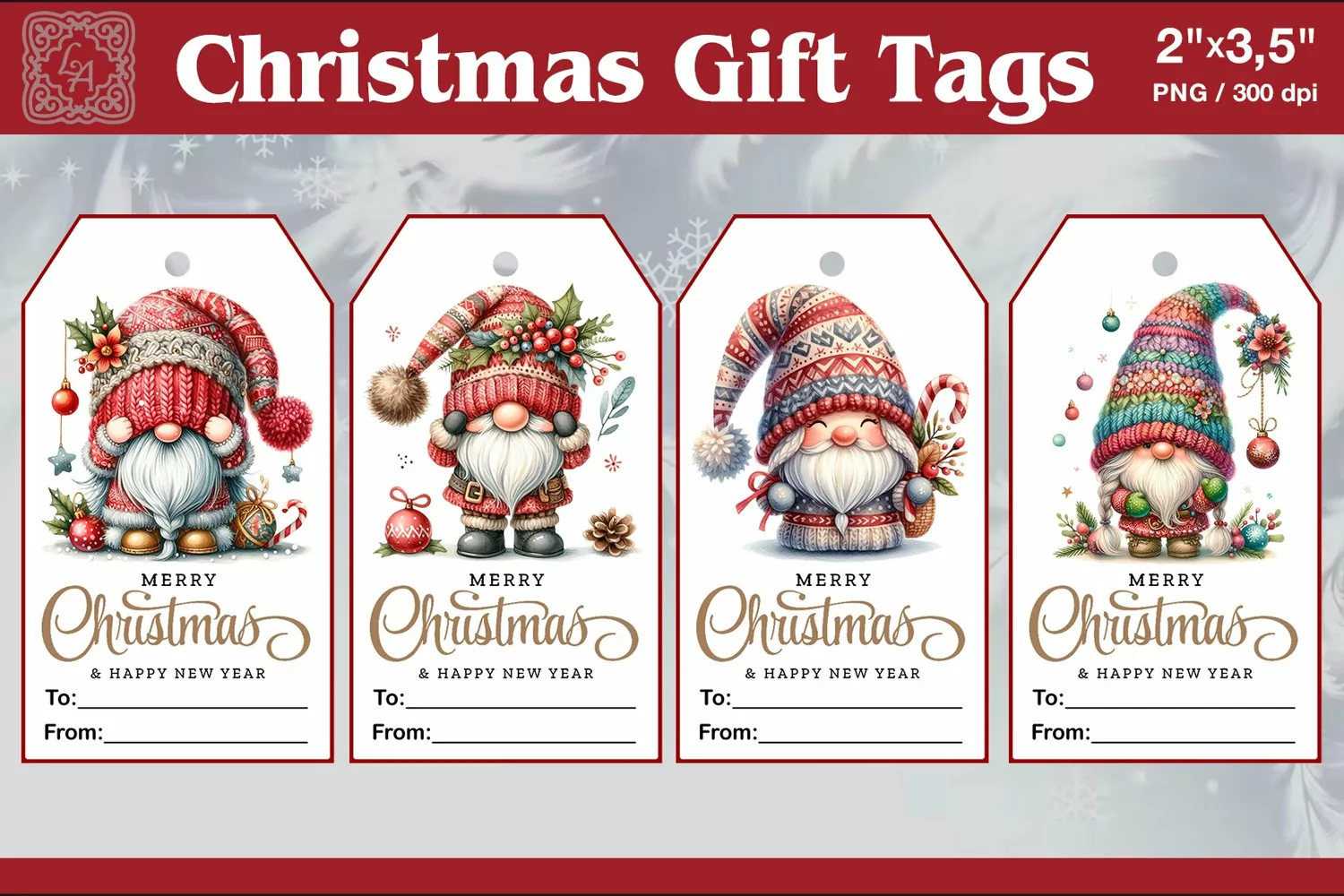 Christmas Gift Tags|Gnome| PNG Sublimation product image 1