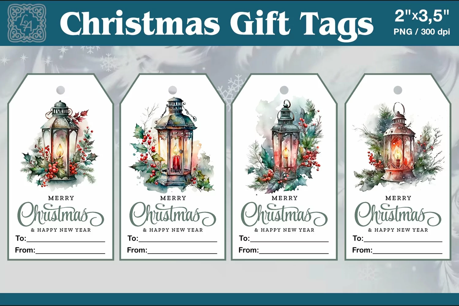 Christmas Gift Tags|Lantern| PNG Sublimation product image 1