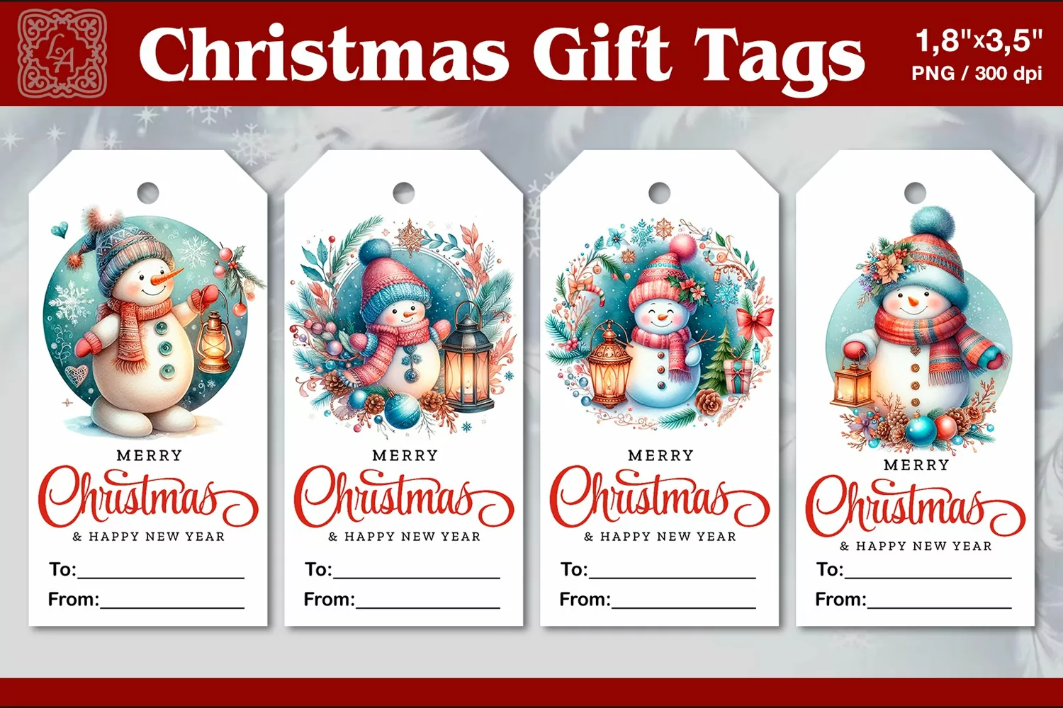 Christmas Gift Tags| Snowman | PNG Sublimation product image 1