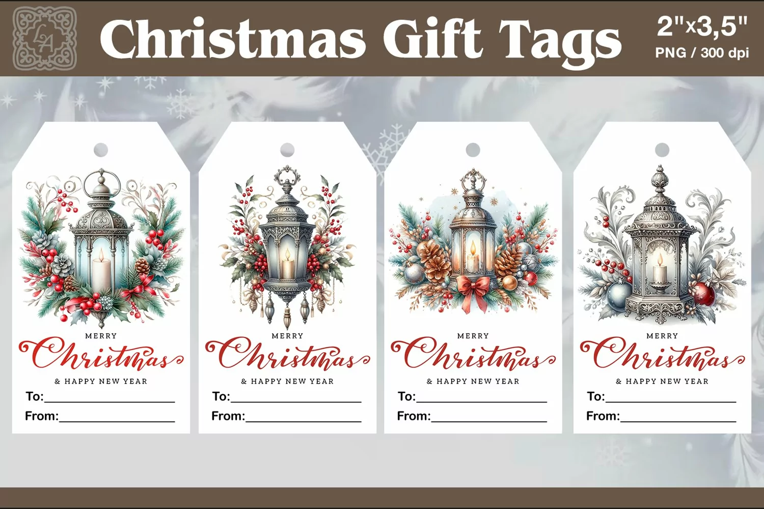 Christmas Gift Tags|Lantern| PNG Sublimation product image 1