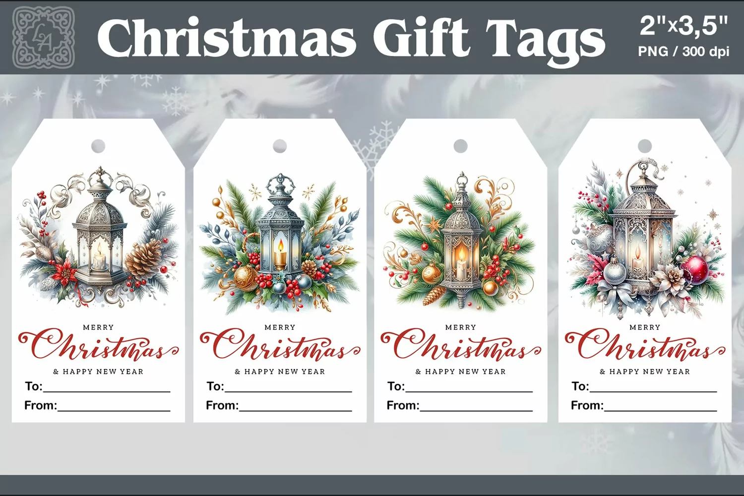 Christmas Gift Tags|Lantern| PNG Sublimation product image 1