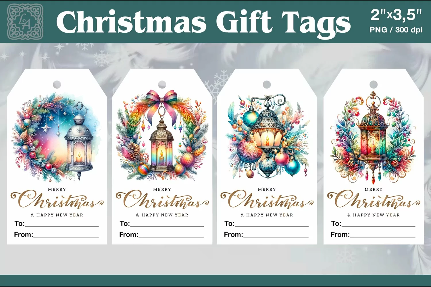 Christmas Gift Tags|Lantern| PNG Sublimation product image 1